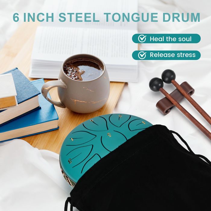 TTLIFE Tamburo a lingua in acciaio da 6 pollici a 11 toni, handpan, strumento a percussione per la meditazione