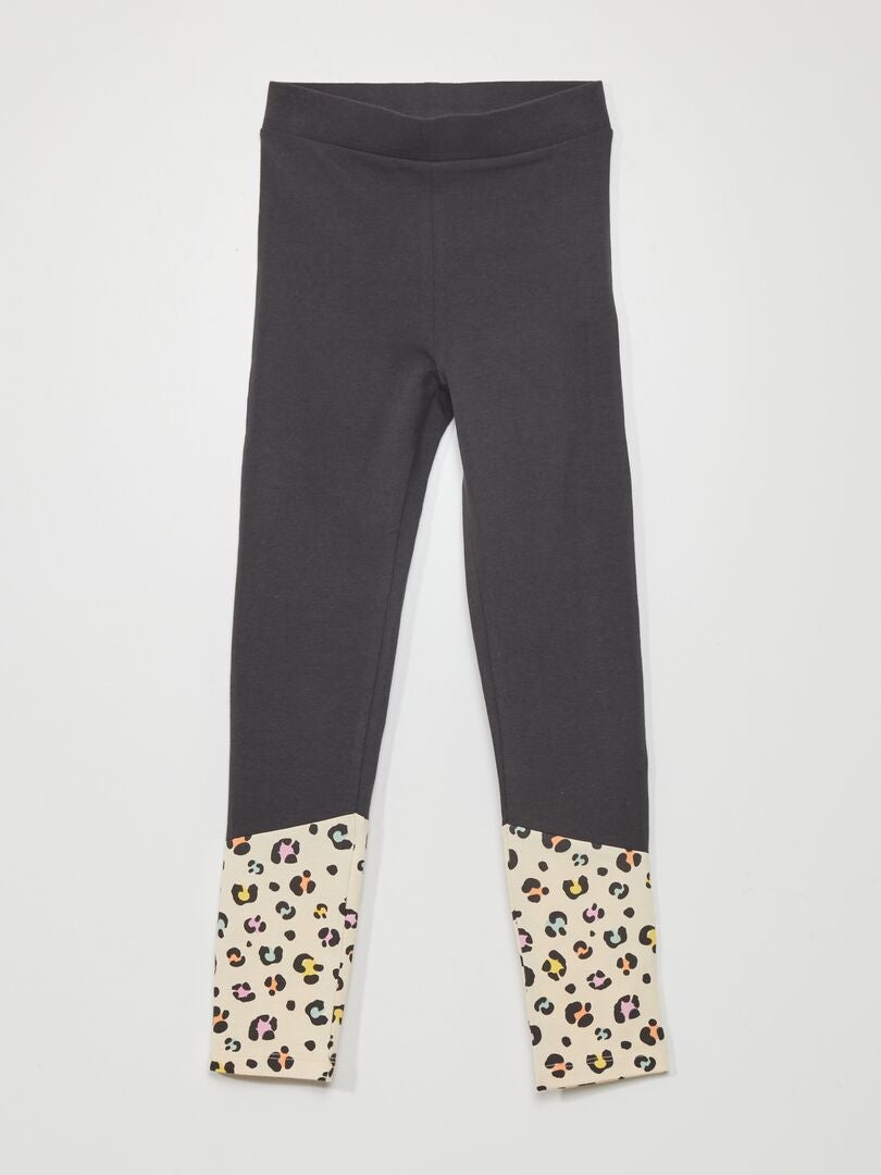 Jersey leggings met panty met luipaardprint - BEIGE
