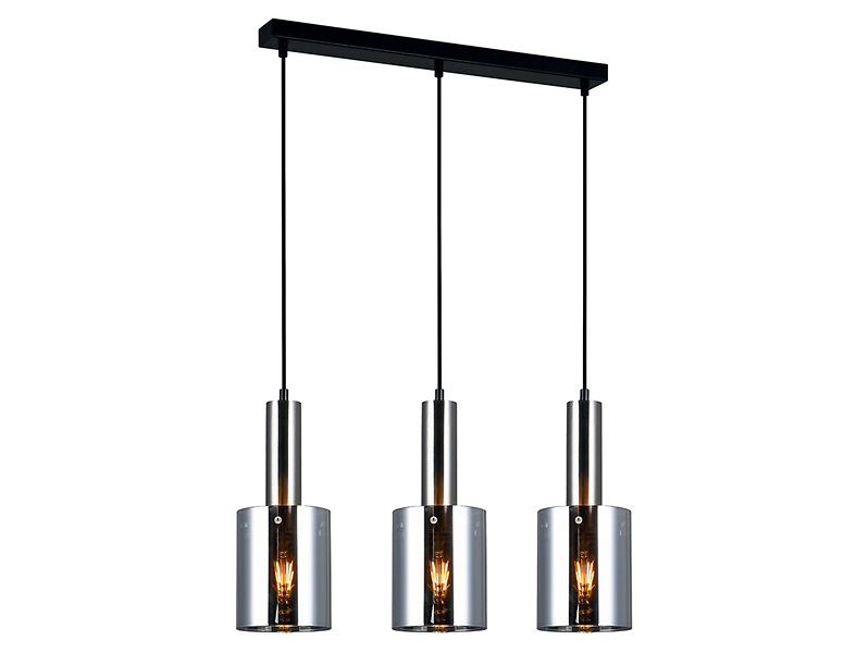 Lampa wisząca Sardo 3-punktowa szklana srebrno-czarna