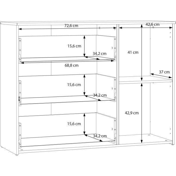 Commode WAIKATO 3 Tiroirs - Décor Cachemire - L120 x P41x H90 cm