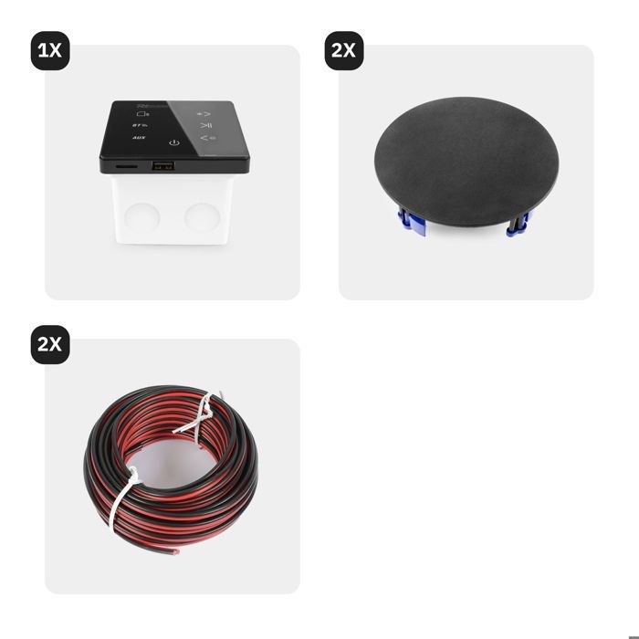 Power Dynamics Powerline A50B - Conjunto de amplificador de parede com alto-falantes embutidos - 60 Watts