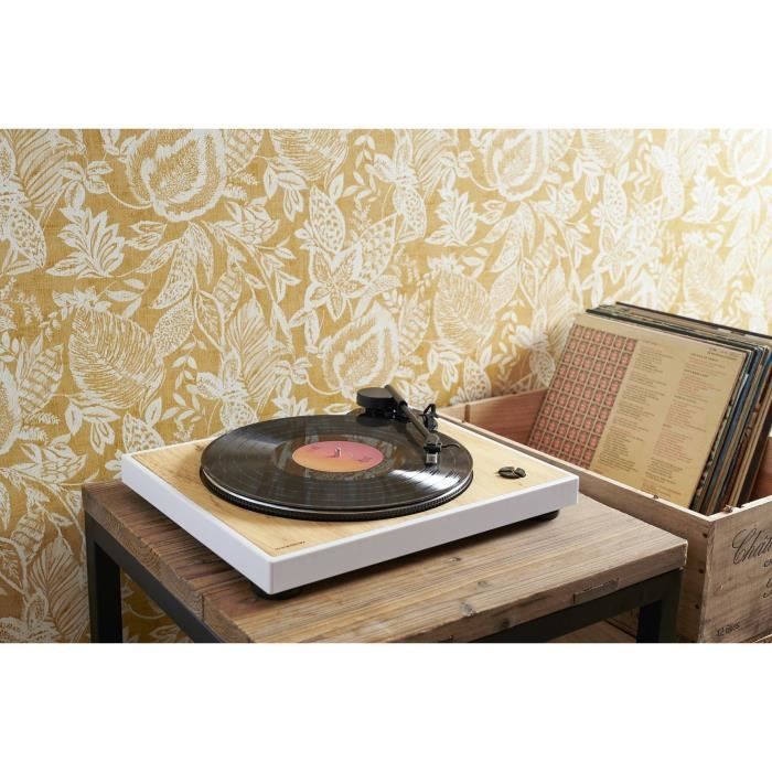 Tocadiscos THOMSON TT301 - Diseño en madera y blanco - Cápsula Audio-Technica AT3600L - 33 y 45 RPM