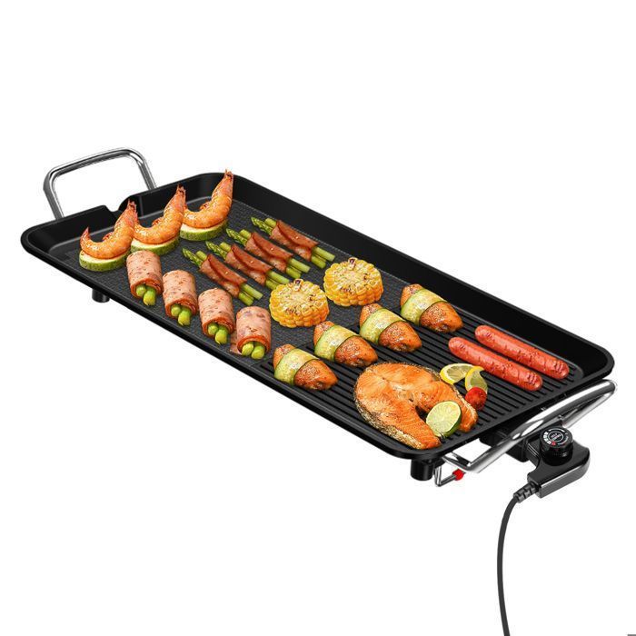 1350W Electric Griddle, Non-Stick Coating, Mixed Surface, Adjustable Thermostat - 48*28cm