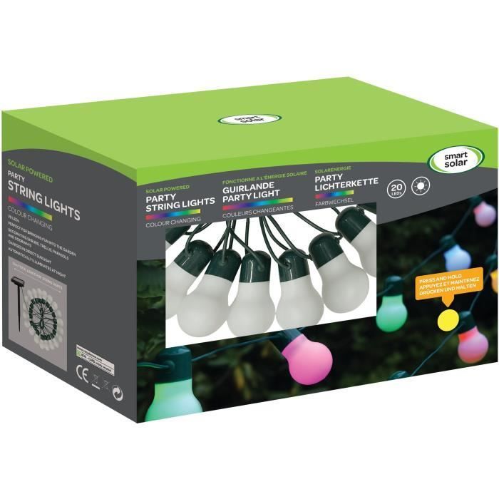 Feestverlichting op zonne-energie - SMART GARDEN - 20 LED's - Kleurverandering - Buiten