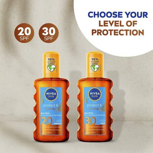 NIVEA Sun Protect & Bronze zaščitni sprej za sončenje SPF20, 200 ml