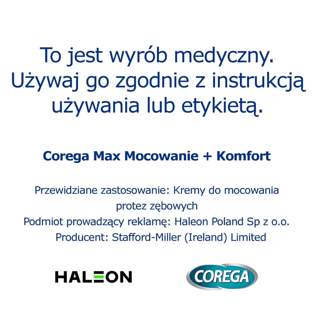 Corega Power Max Mocowanie + Komort Krem do protez zębowych