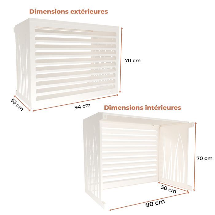 DECOAIRCO - Cubierta metálica para unidad exterior de aire acondicionado - Cubierta para aire acondicionado, bomba de calor, protección de unidad exterior - Talla S - Blanco crema