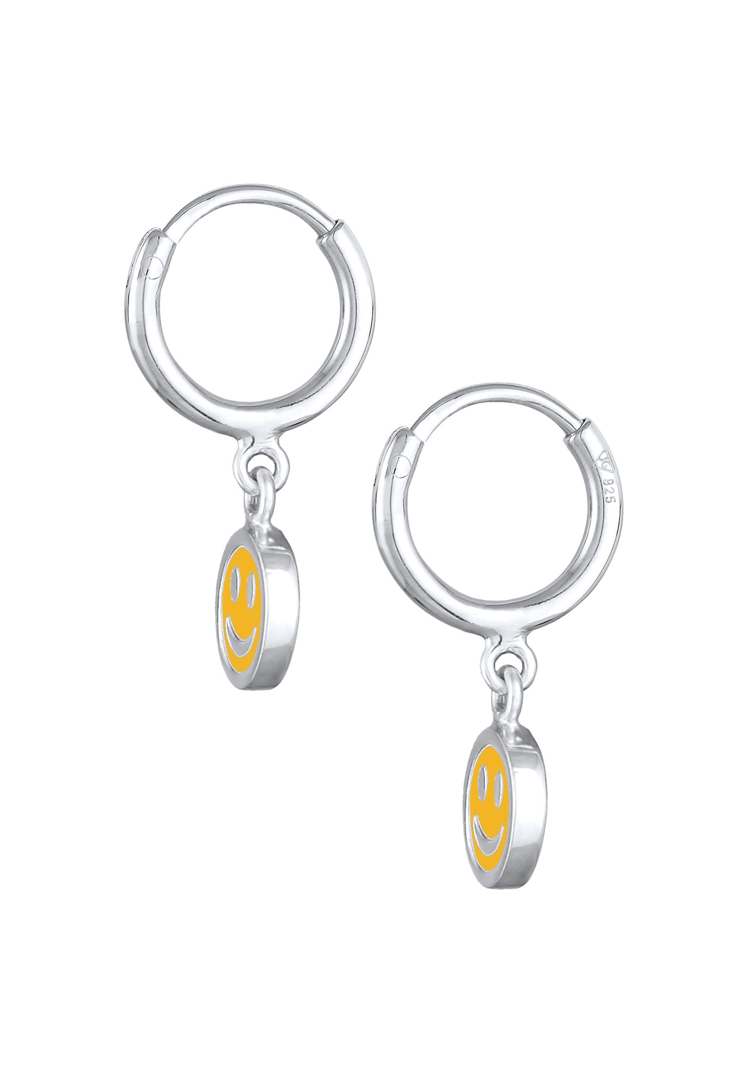 Elli Enfants créoles pendentif avec Smiling face avec émail bleu en argent sterling 925