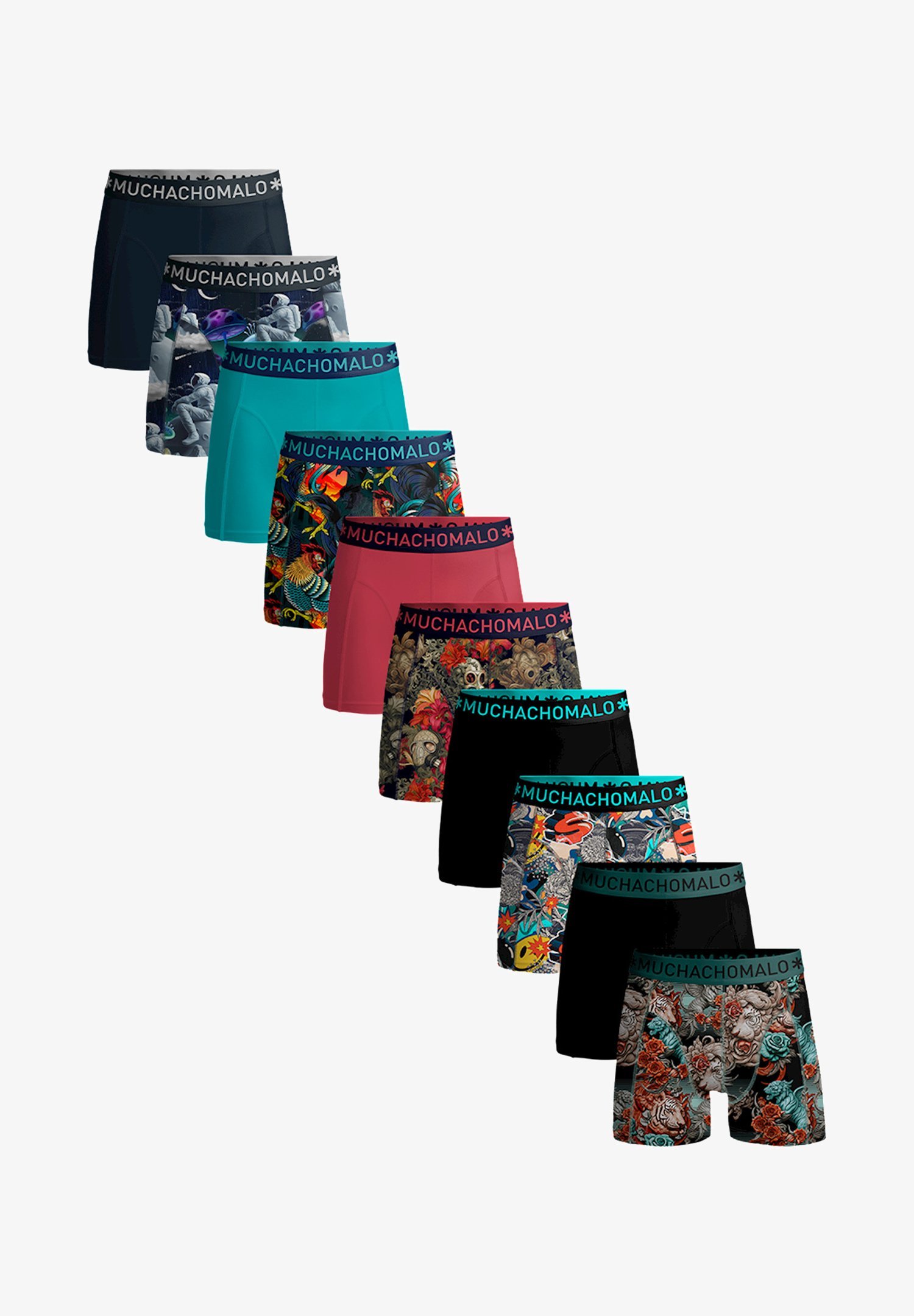 MUCHACHOMALO 10-PACK - Boxershorts - print/print/print/print/print/blauw/blauw/groen/roze/zwart