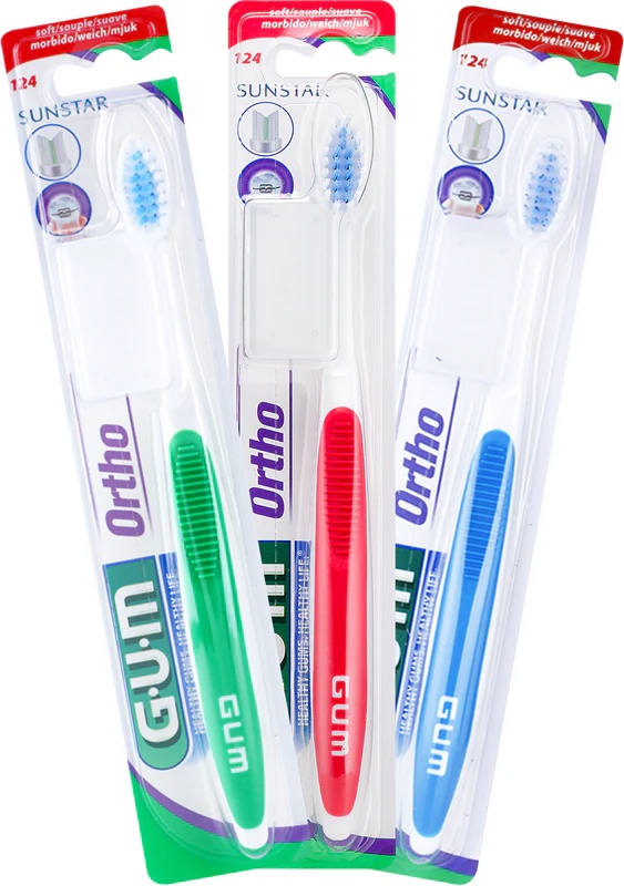GUM Ortho 124 minkštas dantų šepetėlis ortodontiniams breketams