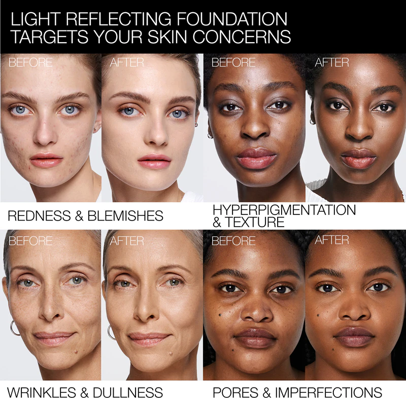 base NARS Light Reflecting™ é uma base radiante que proporciona um aspecto natural.