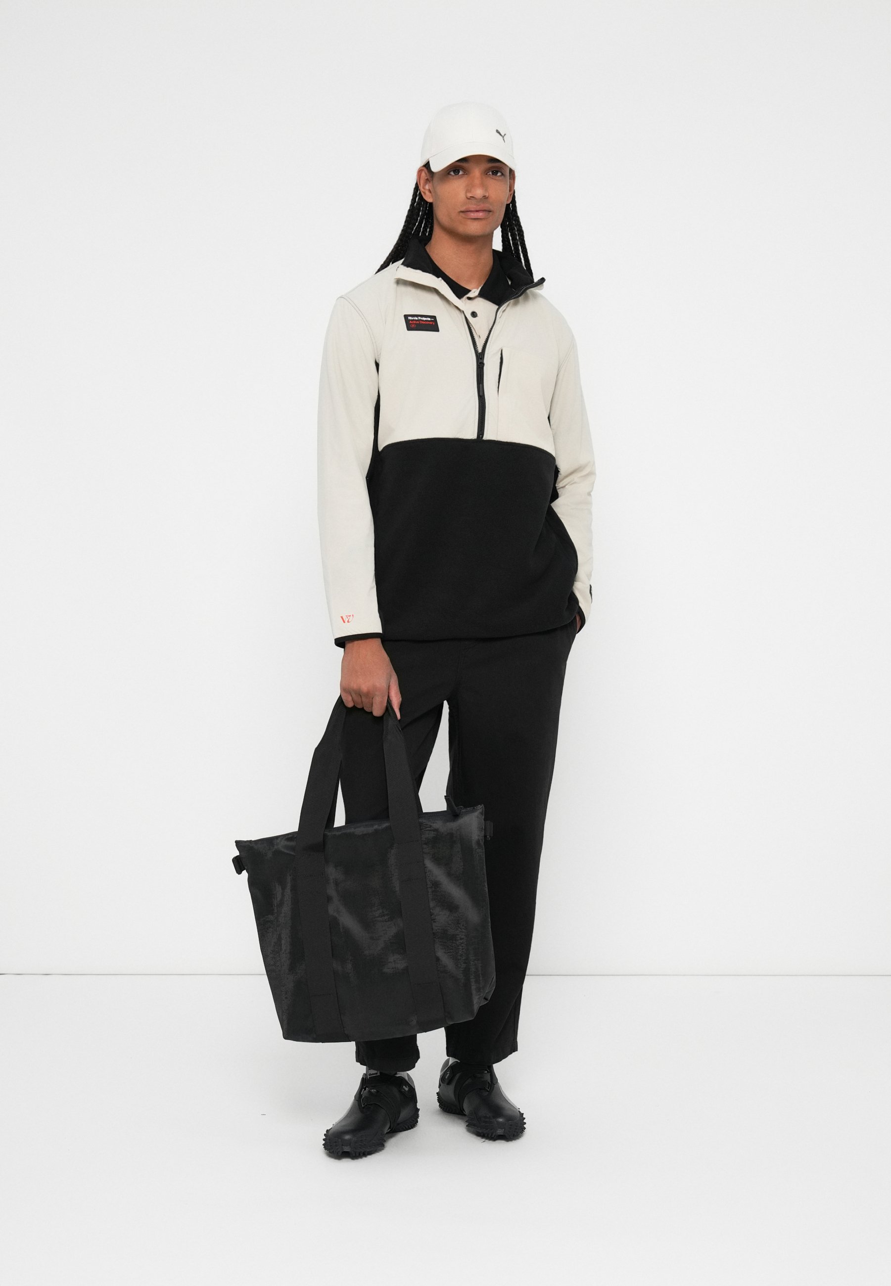 Rivvia Projects BLUR 1/2 ZIP POLAR FLEECE - Fleecejack - zwart/beige