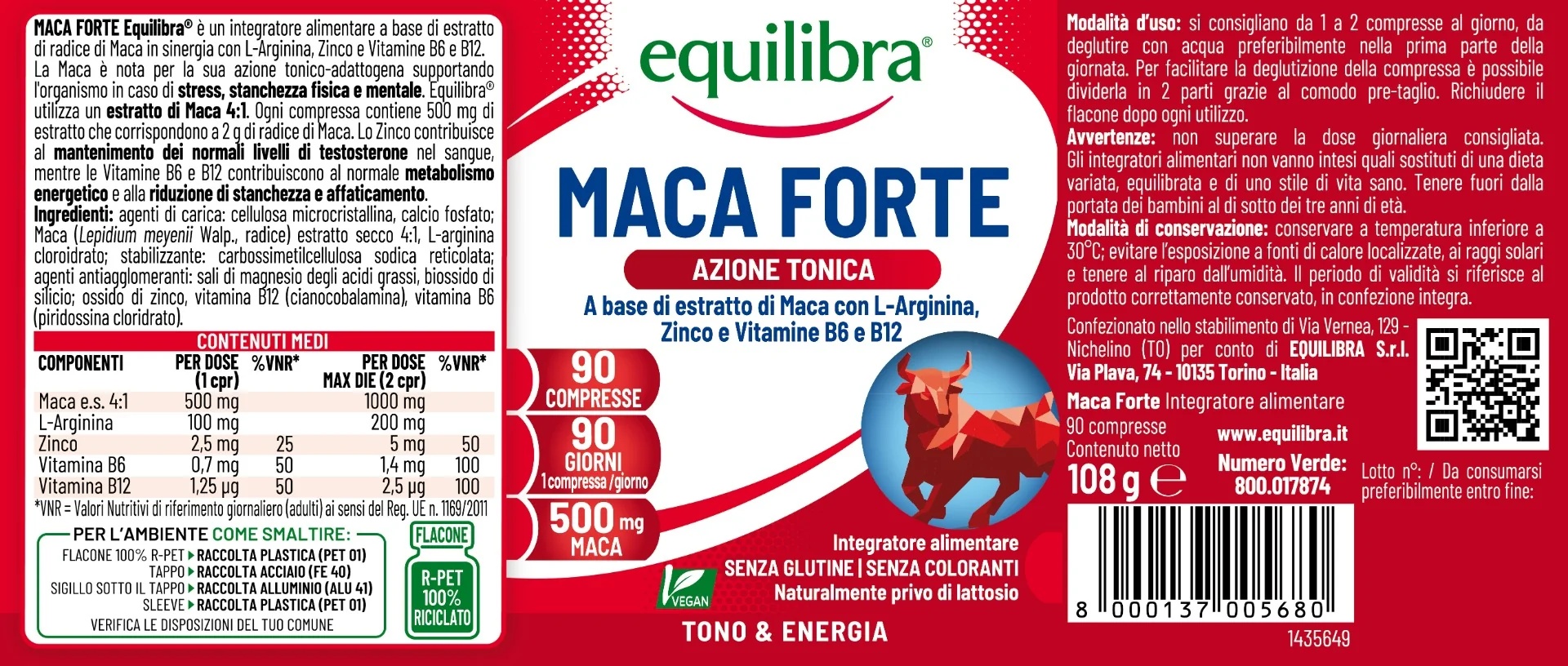 EQUILIBRA Equilibra Maca Forte 90 comprimés combat la fatigue