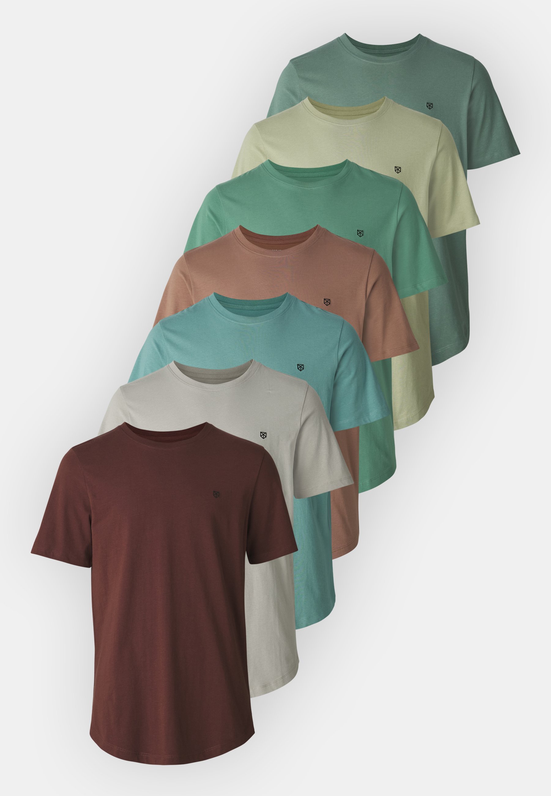 Jack & Jones JPRBLABRODY T-shirt 7-pack - Basic T-shirt - rum rozijn/as/thee/cognac/zeegroen/blauwgroen/flesgroen