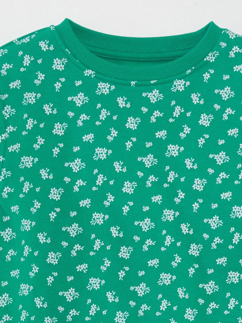 Sweatshirt van fleece met print - GROEN