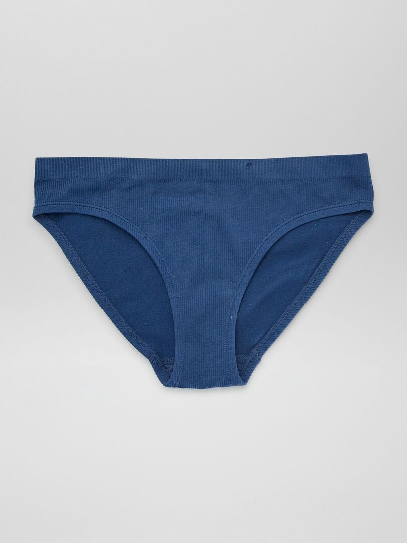 Set van 2 'Envie de Lingerie' geribbelde gebreide slips - marineblauw