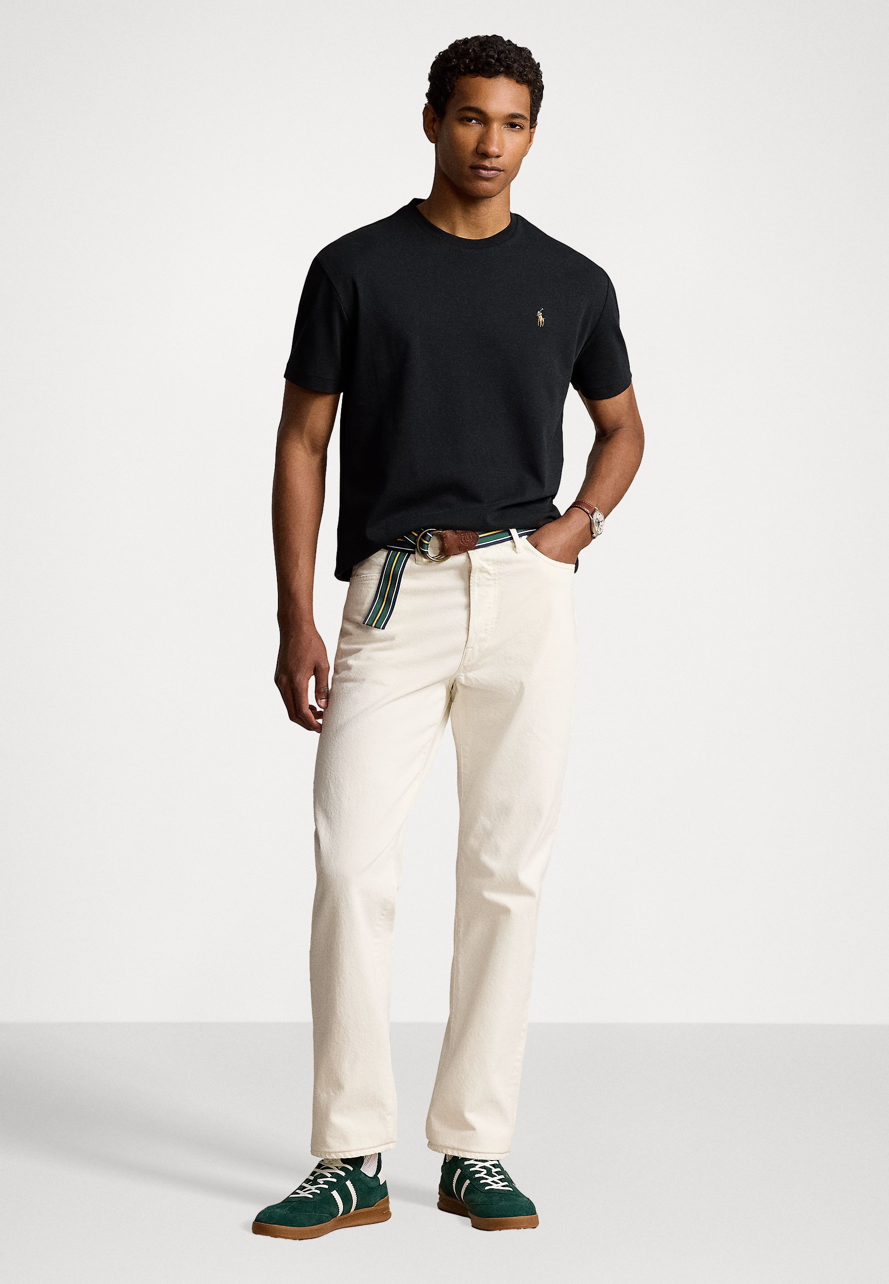 Polo Ralph Lauren CUSTOM SLIM FIT T-SHIRT VAN ZACHT KATOENEN - Basic T-shirt - zwart