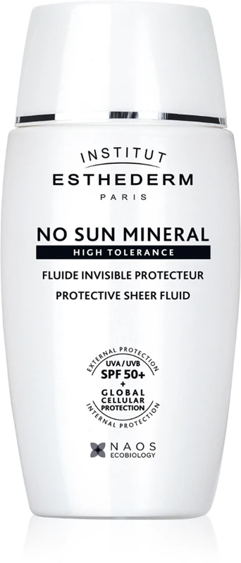 Fluido mineral No Sun da Institut Esthederm, um fluido protetor para peles sensíveis e alérgicas.