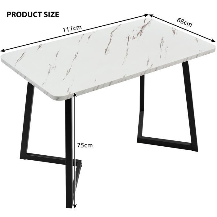 Juego de mesa de comedor de 117 × 68 cm con 4 sillas - Juego moderno de mesa y sillas para cocina/sala de estar - Sillas de terciopelo, negras