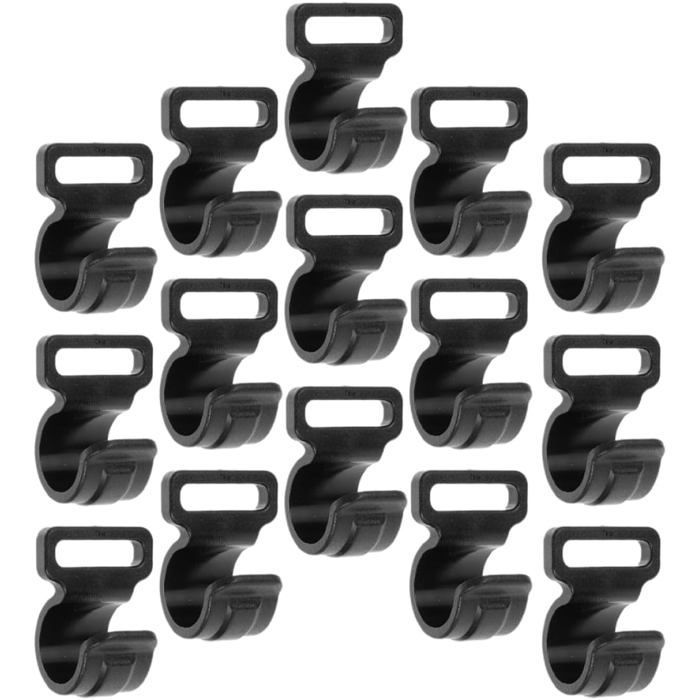 15 reusable tent pole hooks, camping gear organizer attachment. Label