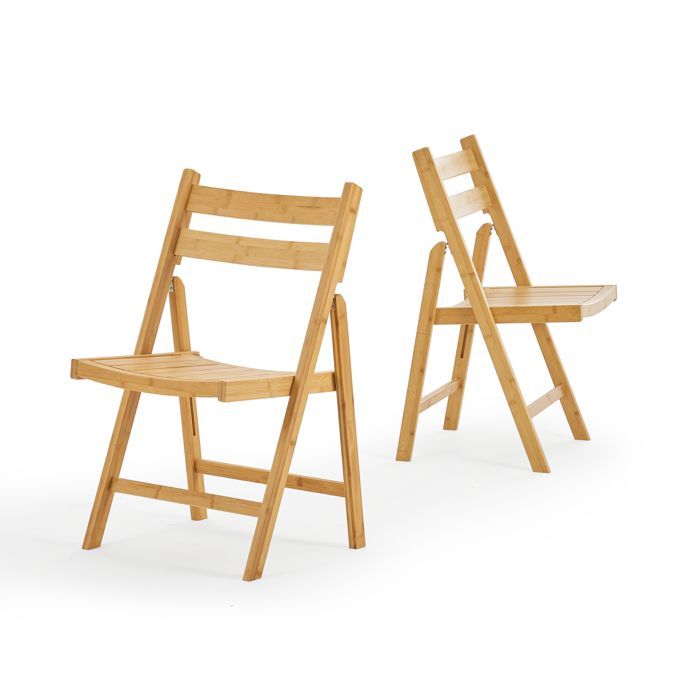 Set di 2 sedie pieghevoli Gran in bambù, 78 x 45 x 40 cm, colore naturale.