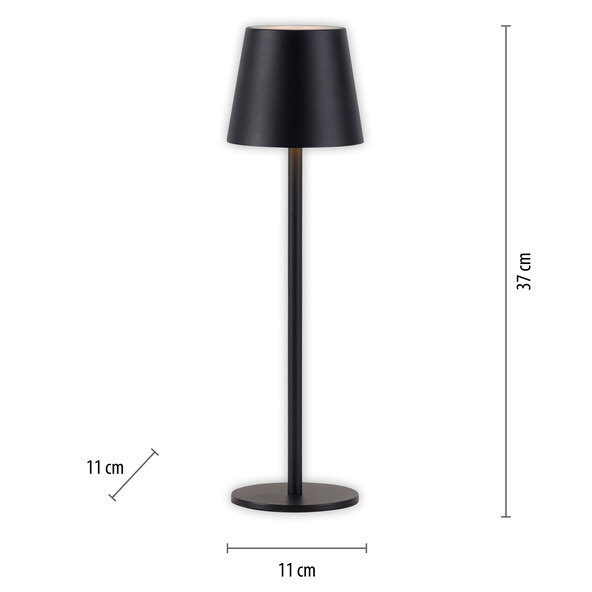 Buria LED rechargeable table lamp, set of 2, black
