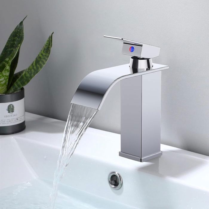 Grifo de baño - OTBACT - Cascada - Cromado - Agua fría y caliente - Fácil instalación