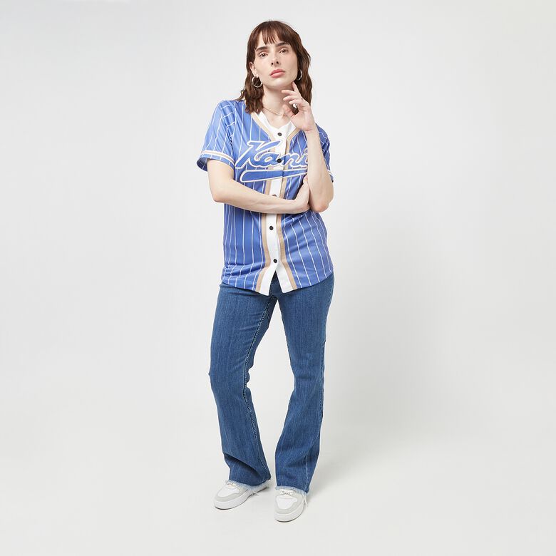 Baseballshirt mit Nadelstreifen im College-Stil