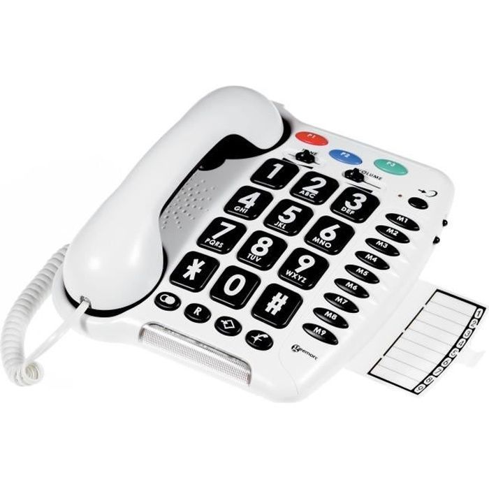 Telefone sem fio amplificado GEEMARC CL 100 - Botões grandes - Branco