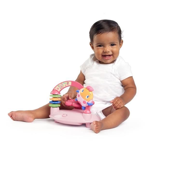 BRIGHT STARTS 2-in-1 Convertible and Foldable Baby Walker for Girls - Pink Garden - Baby Gift, Music, Adjustable Height