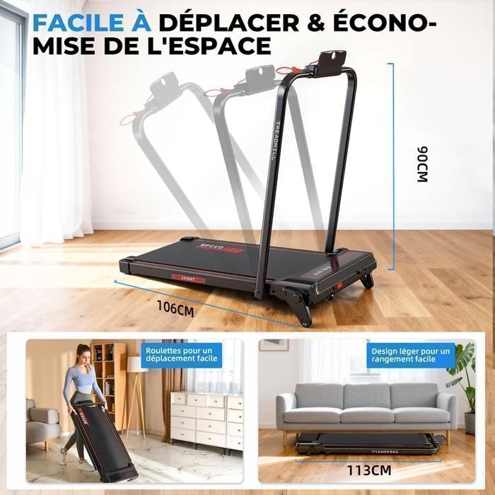 Treadmill - RAOO MIN - SD-380CM - Foldable - Speed 1-12 km/h - Incline 9%