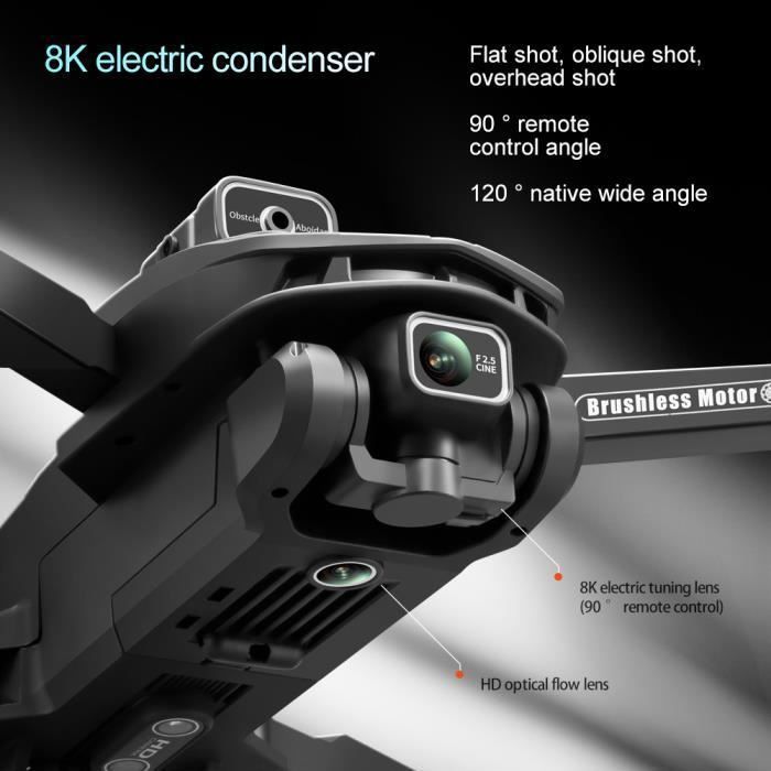 Dron con control remoto de pantalla de 4,5”, cámara HD 8K 1080P, GPS ajustable, 5G, sistema de evasión de obstáculos en 4 direcciones, 4 lentes HD, 3 baterías.