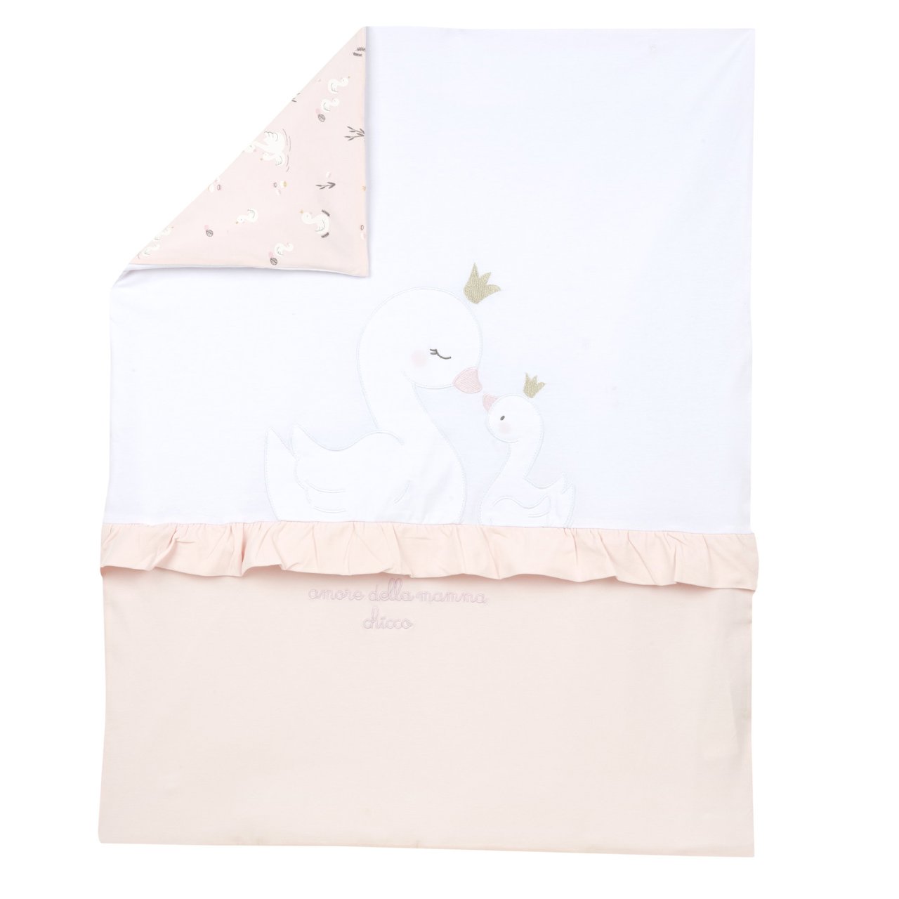 Kinderwagendecke mit Schwanenrüsche