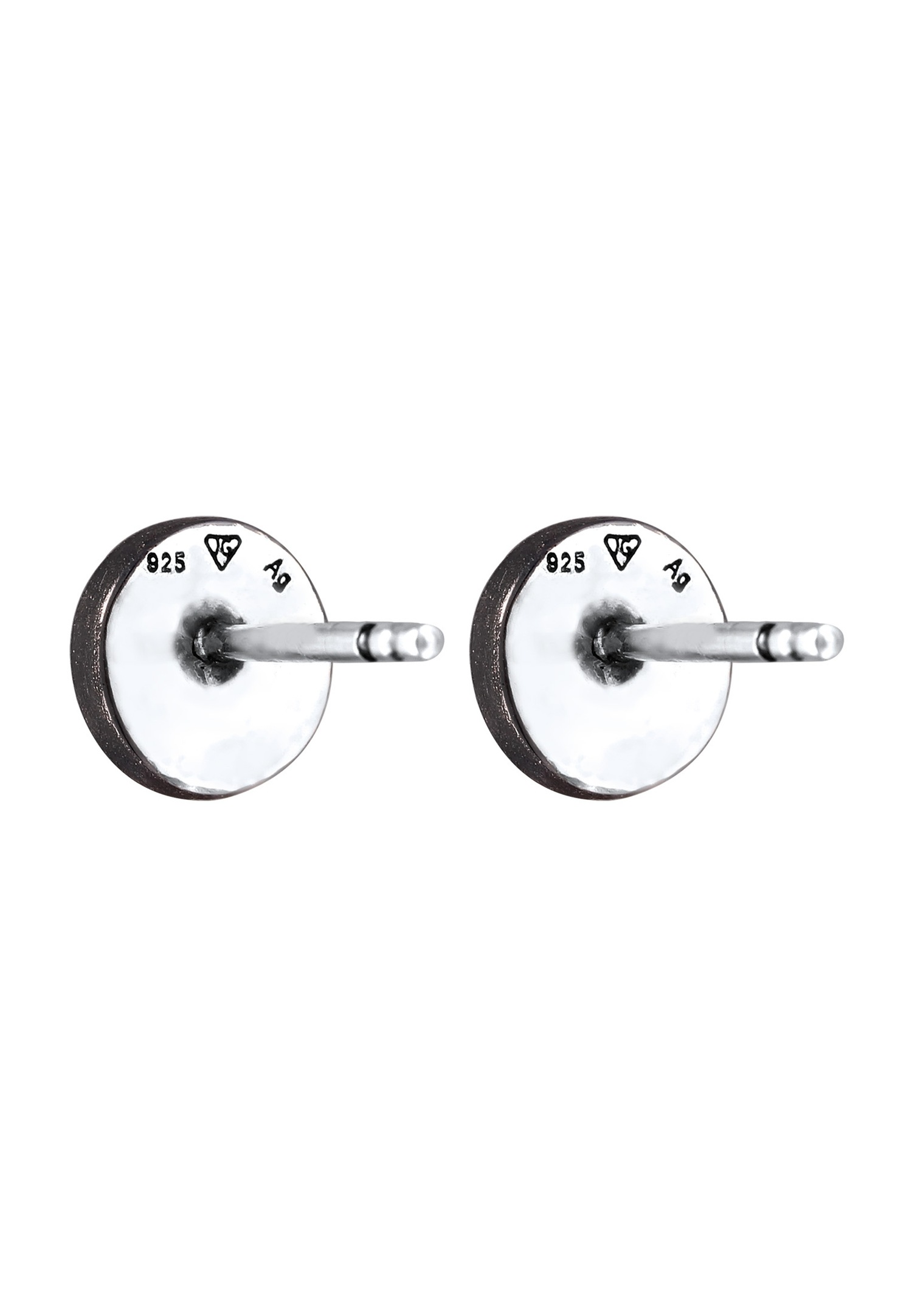 KUZZOI Kuzzoi Boucles d'oreilles Hommes Cristaux Swarovski Ronds Noirs Argent Sterling 925 Party / Nouvel An