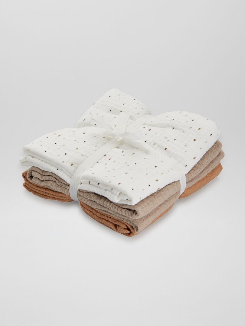 Set van 3 katoenen gaasdekens - WIT