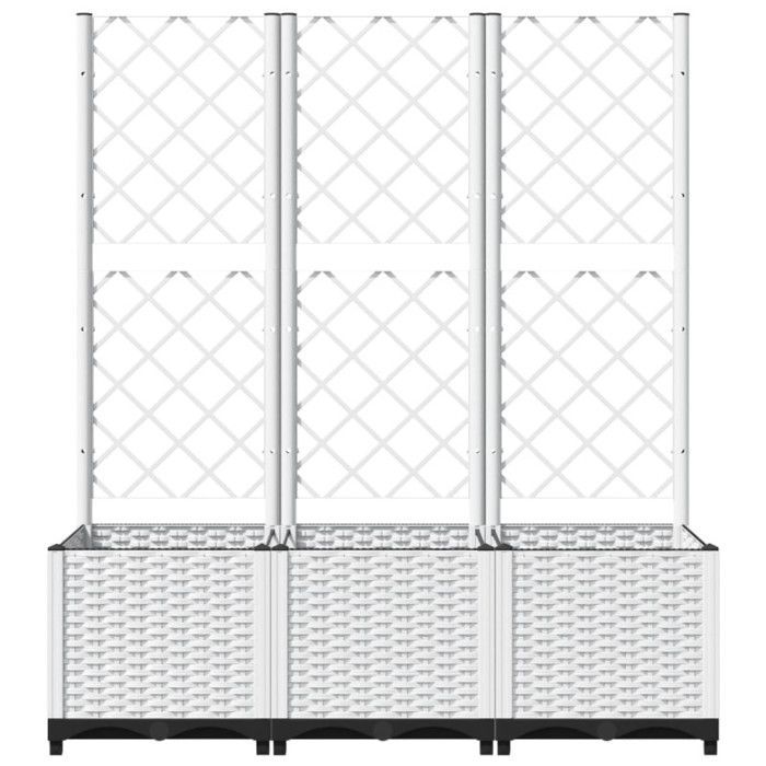 vidaXL Plantenbak met klimrek, verhoogd plantenbed, bloembak, plantenpot, bloembak voor tuin, terras, balkon, wit 153284