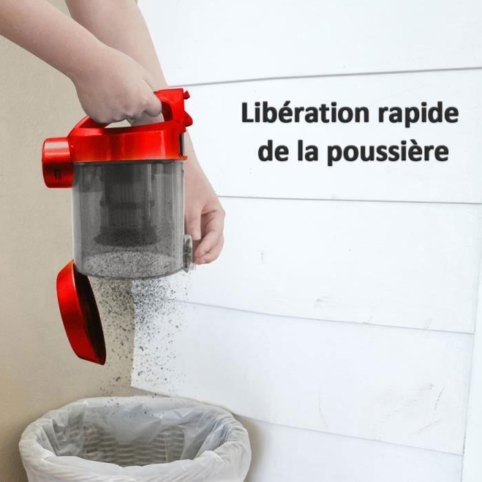Aspirateur sans sac, Aspirateur traineau Compact, Silencieux, Performant avec filtre hygiénique lavable, Forte aspiration - Rouge