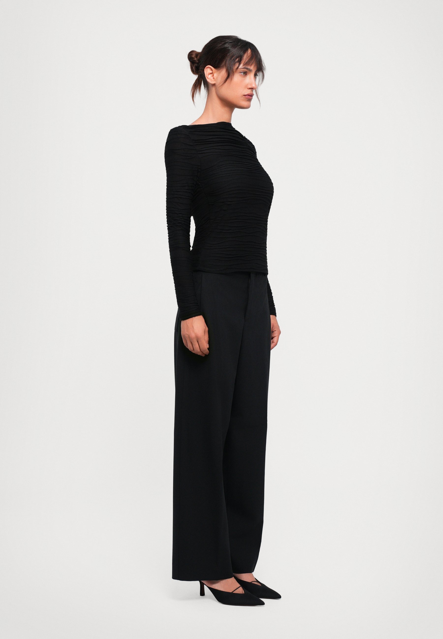 Proenza Schouler White Label PALOMA IN TEXTURED - Top met lange mouwen - zwart
