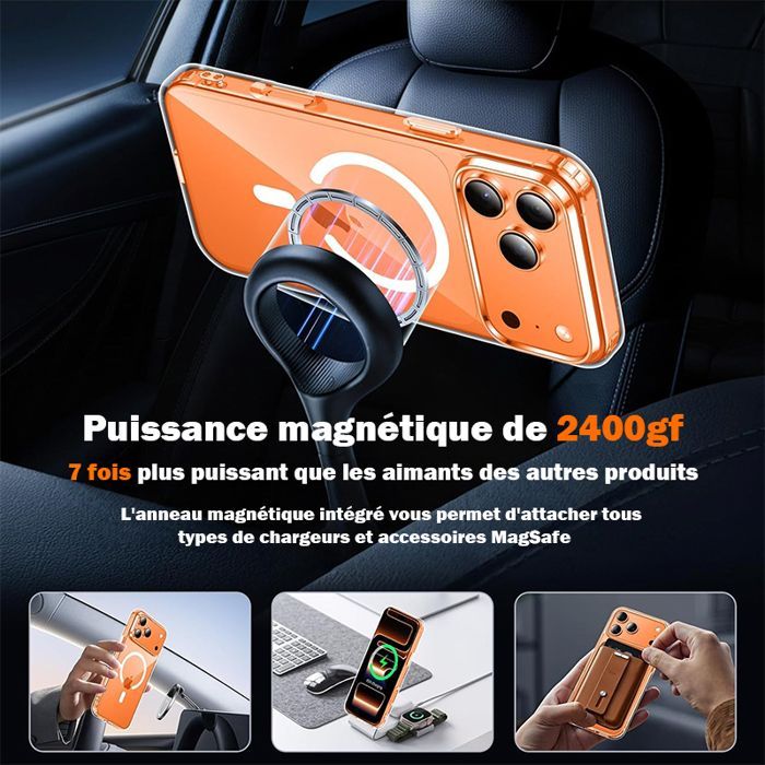 iPhone 17 Pro Max case with MagSafe magnetic closure, tempered glass, camera protector, shockproof TPU bumper, transparent, anti-yellowing, hard PC back