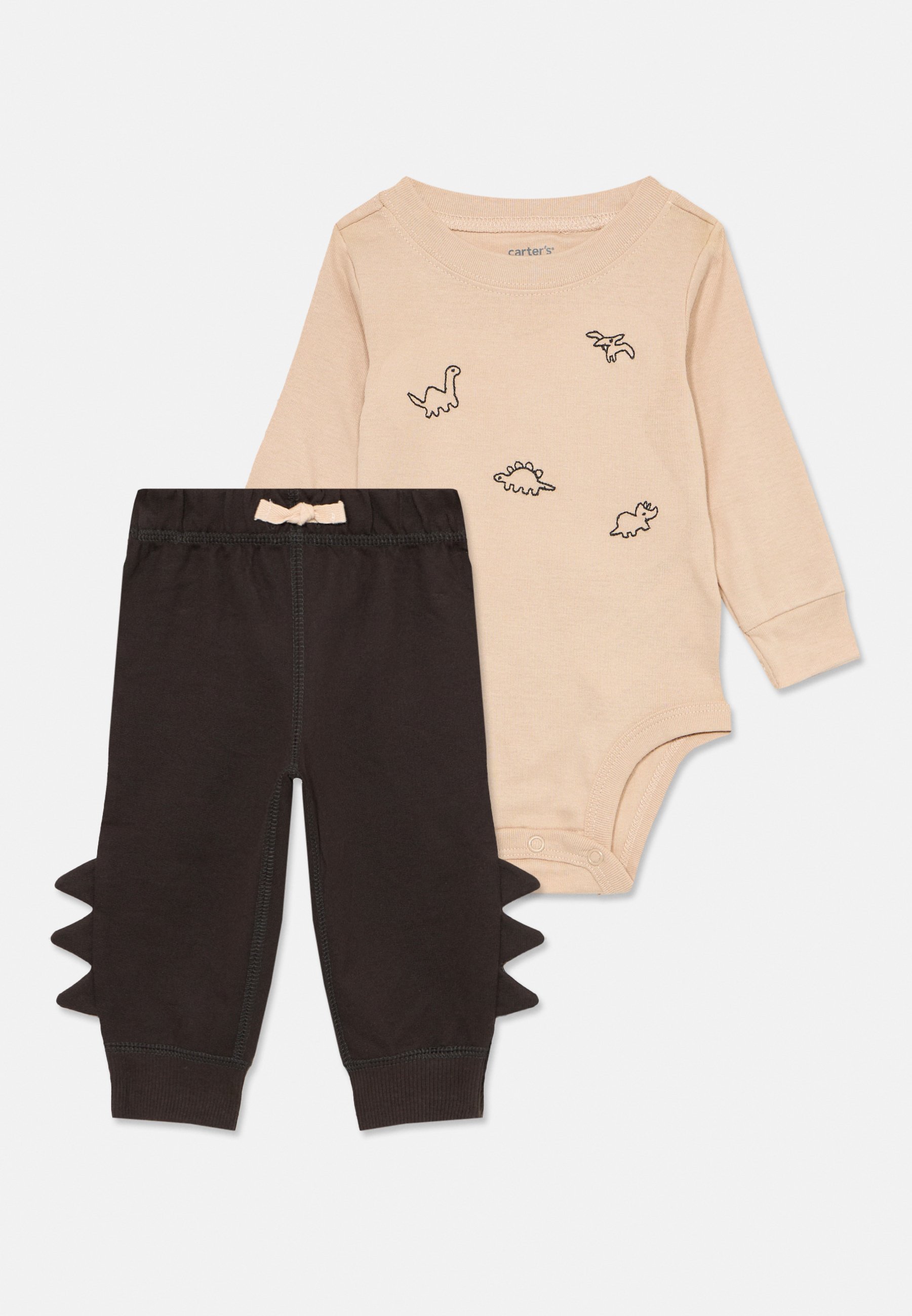 Carter's BODYSUIT BROEKSET - Top met lange mouwen - gebroken wit/antraciet
