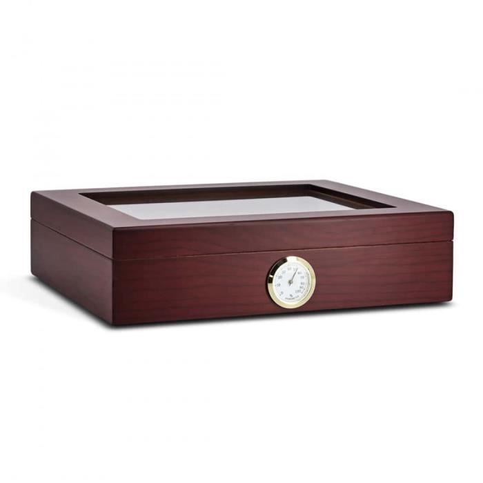 caja de puros de caoba con frontal de cristal