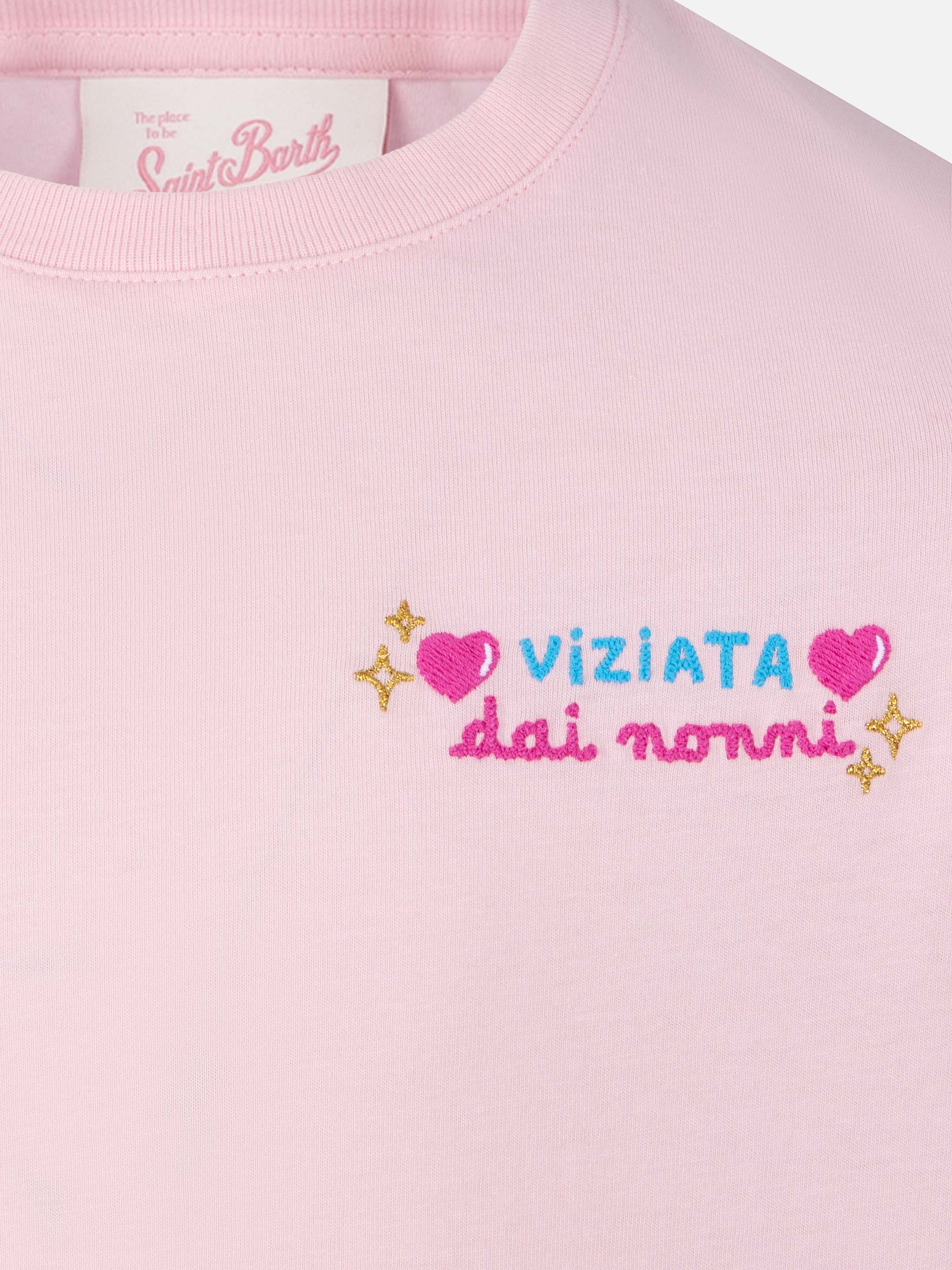 T-shirt Elly in cotone con ricamo Vado dai Nonni
