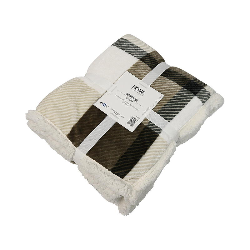 Hjem Sherpa-teppe 130x160 cm rutete beige