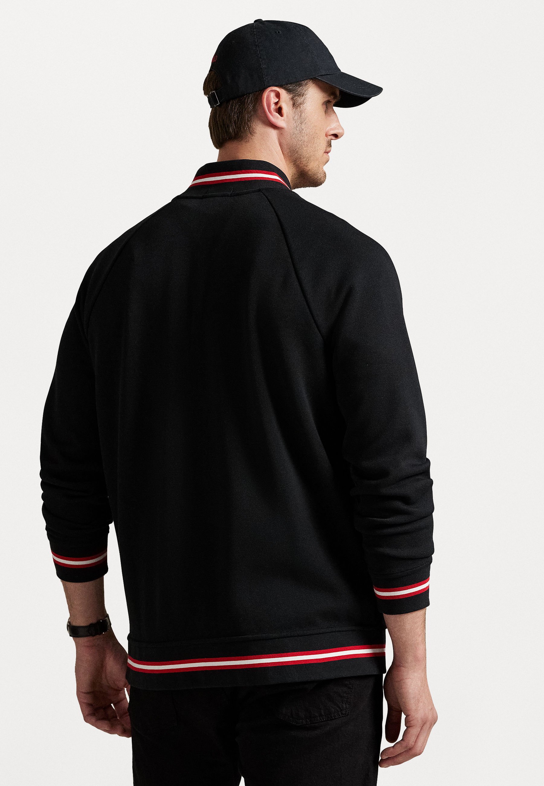 Polo Ralph Lauren Big & Tall KURTKA BOMBER Z PODWÓJNEJ DZIANINY SIATKOWEJ - Kurtka typu bomber - czarna