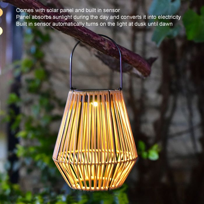 Farol solar decorativo - Ulisem - Ratán plástico - IP44 - Luz cálida