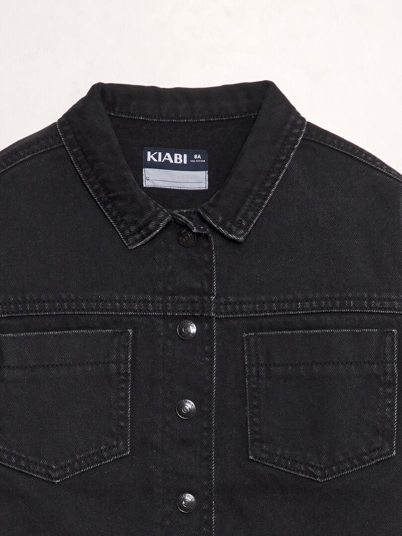 Jaqueta jeans com botões de pressão - CINZA