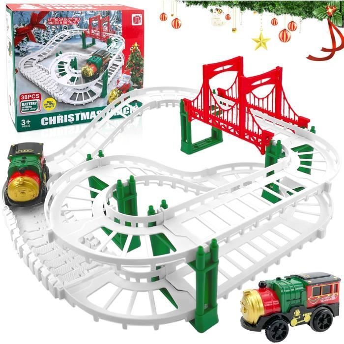 Conjunto de Trem Elétrico de Natal MARSEE - Kit de Trem com Vagões de Carga e Trilhos - Brinquedo Infantil