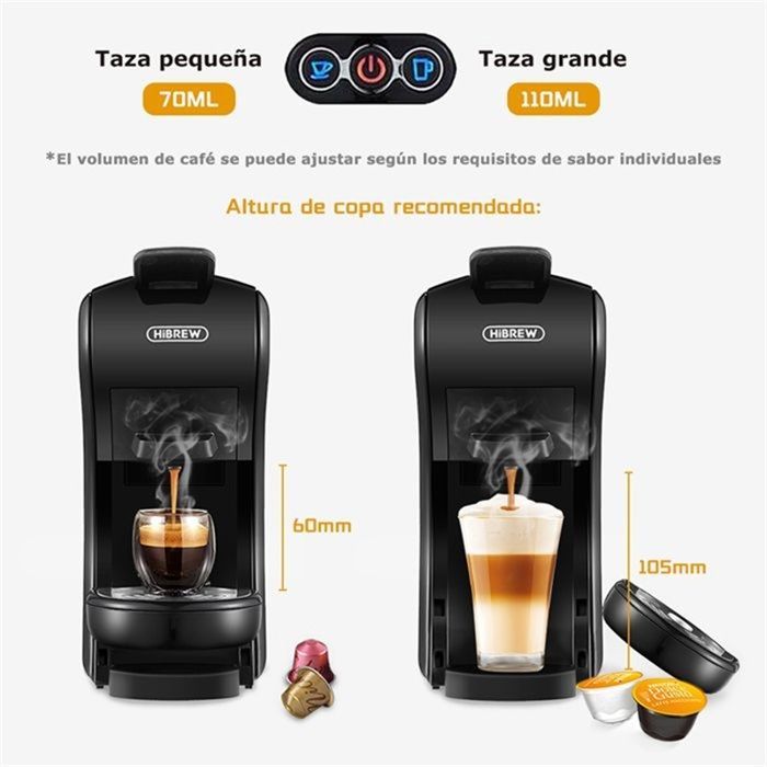 HiBREW H1A 1450W Espressomaschine – 19 Bar Extraktion – 4-in-1 Multi-Kapsel-Kaffeemaschine mit Heiß-/Kaltwasserfunktion