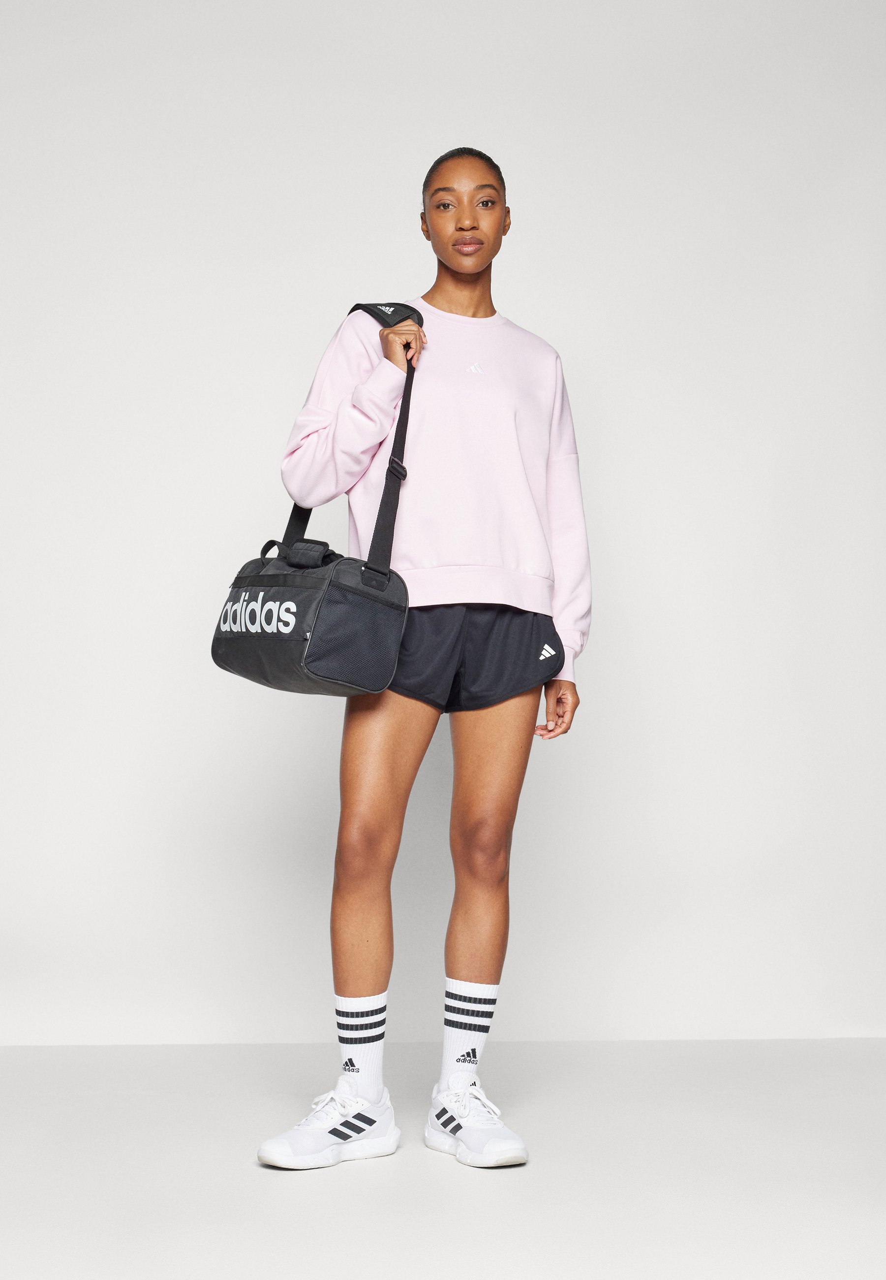 Felpa sportiva Adidas - rosa chiaro/bianco