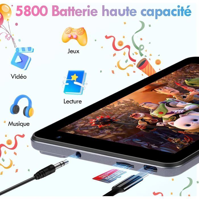 Tablette tactile enfants 7 pouces, Android 13, 8+64Go,Octa-Core,Contrôle parental, Kid-Proof Étui,Bleu